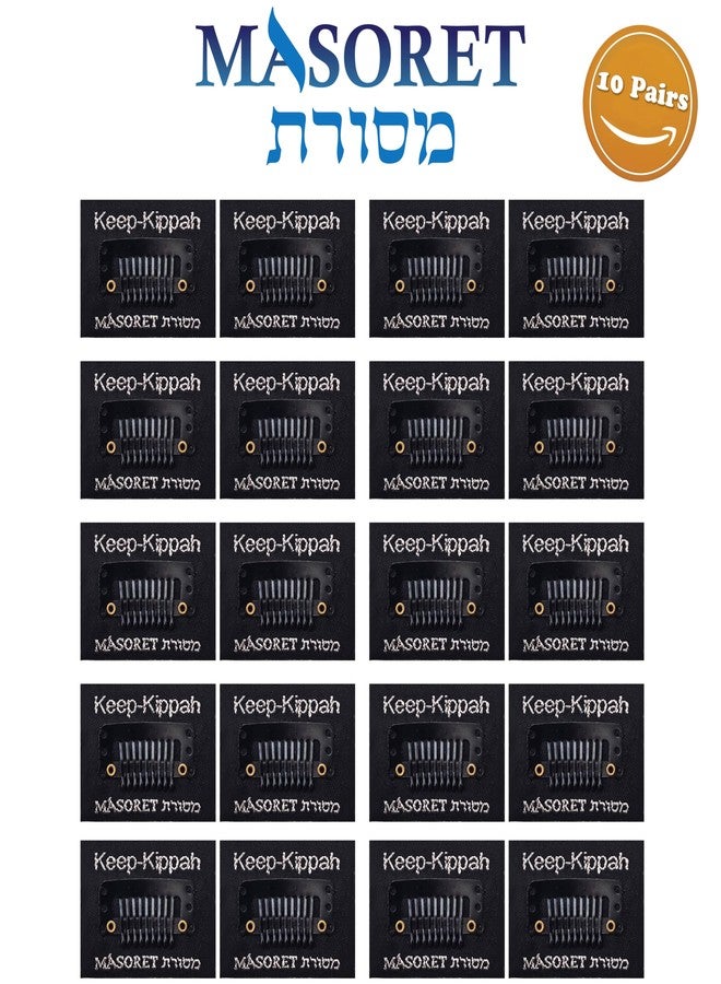 MASORET The Original Masoret Keep-Kippah Hair Clip Set: 10 Pair Durable Metal Head Fasteners with Matching Comb for Jewish Kippot, Kipa, Yamaka, Yarmulke Hats - Image 2